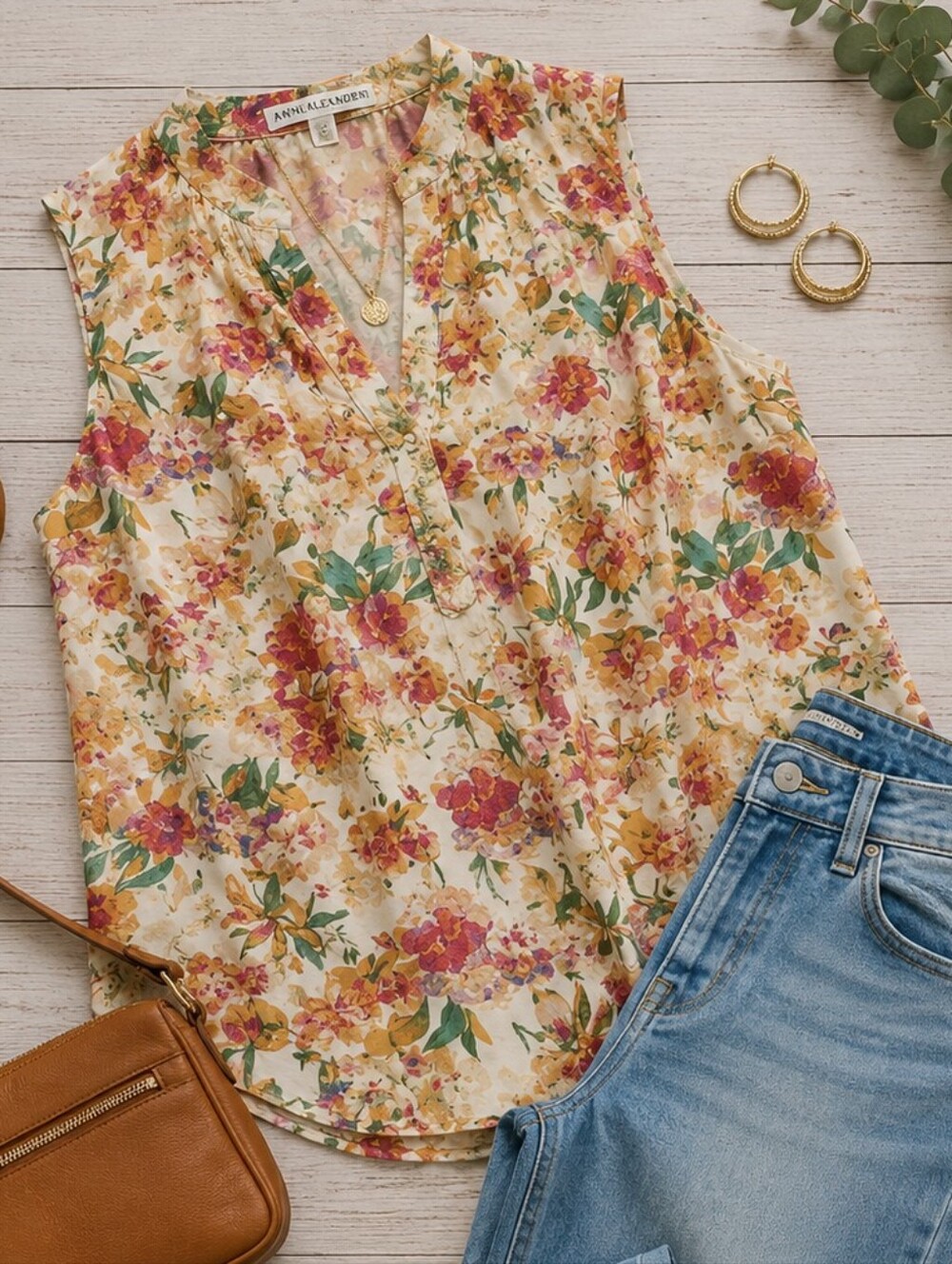 VINTAGE ANNIE ALEXANDER SLEEVELESS SILK TOP